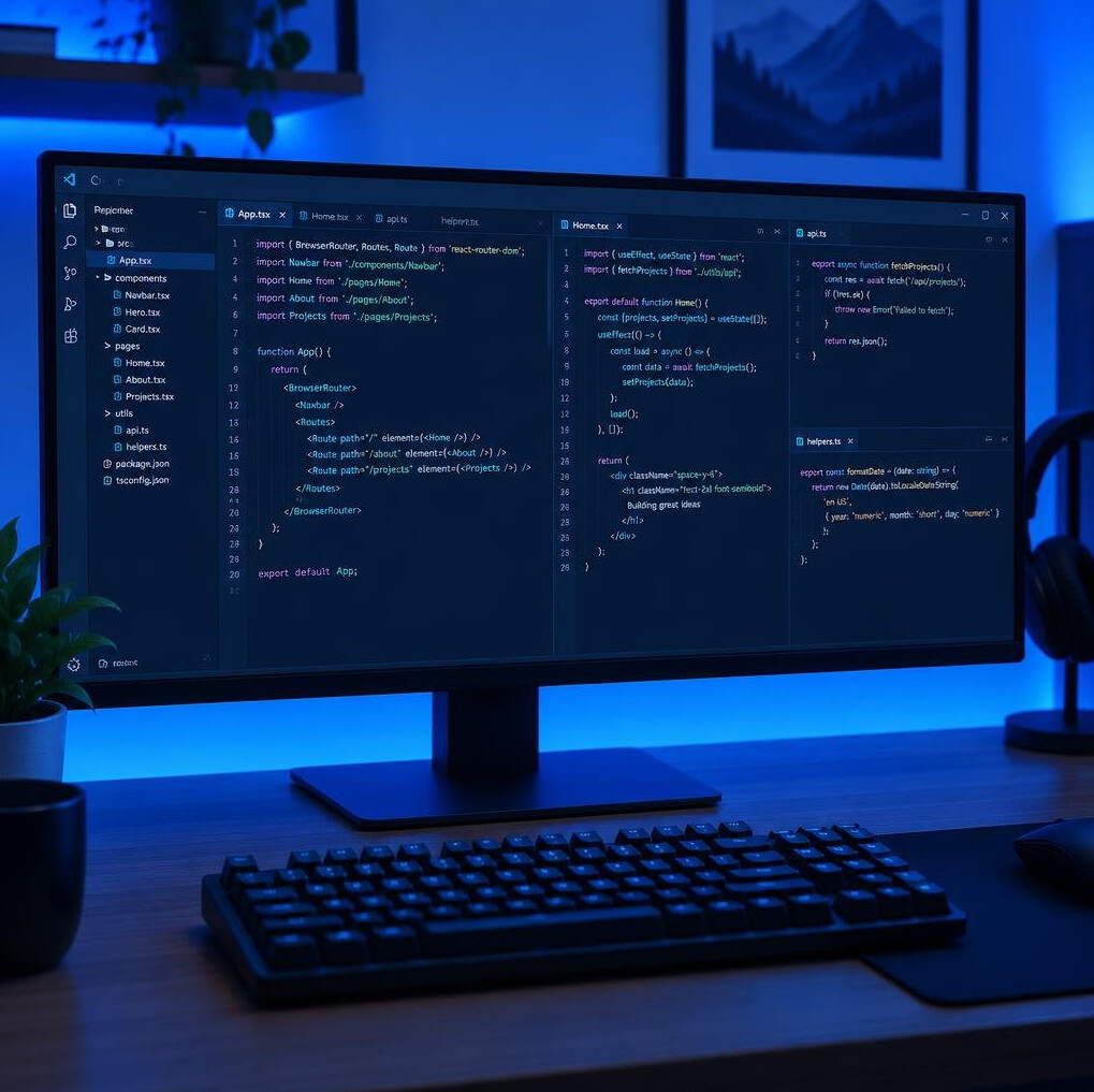 Developer's monitor with code editor