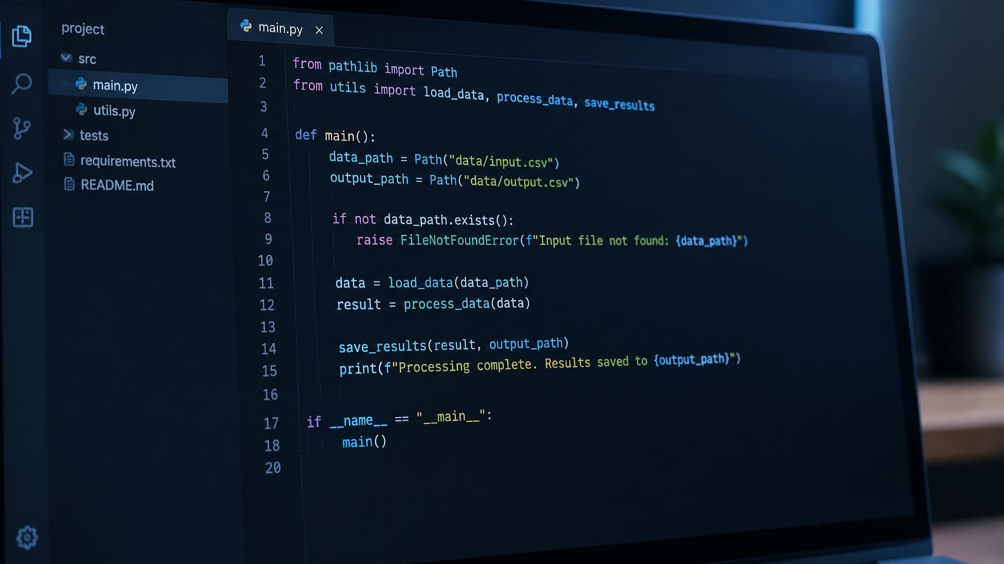 Source code on a dark screen