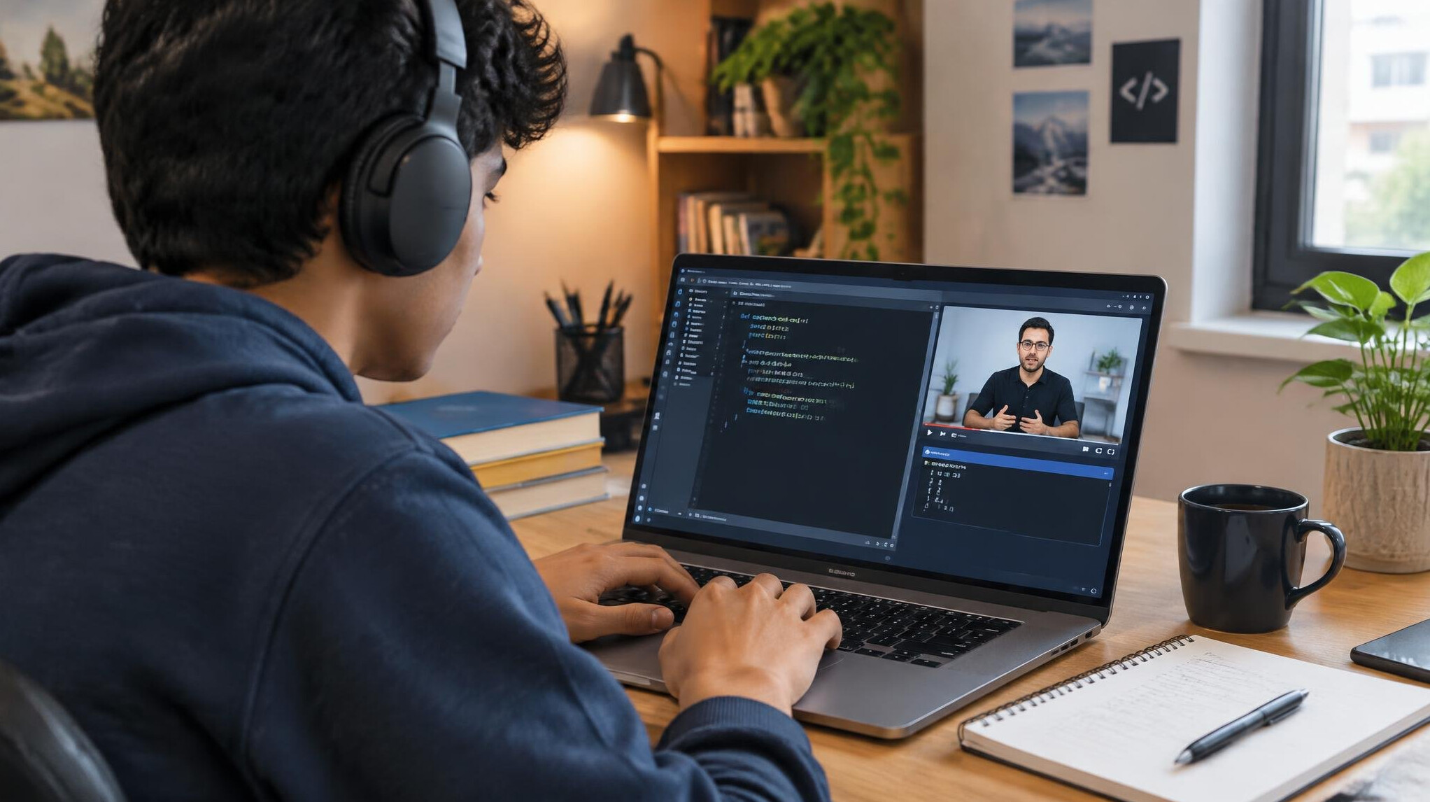 person learning to code at home