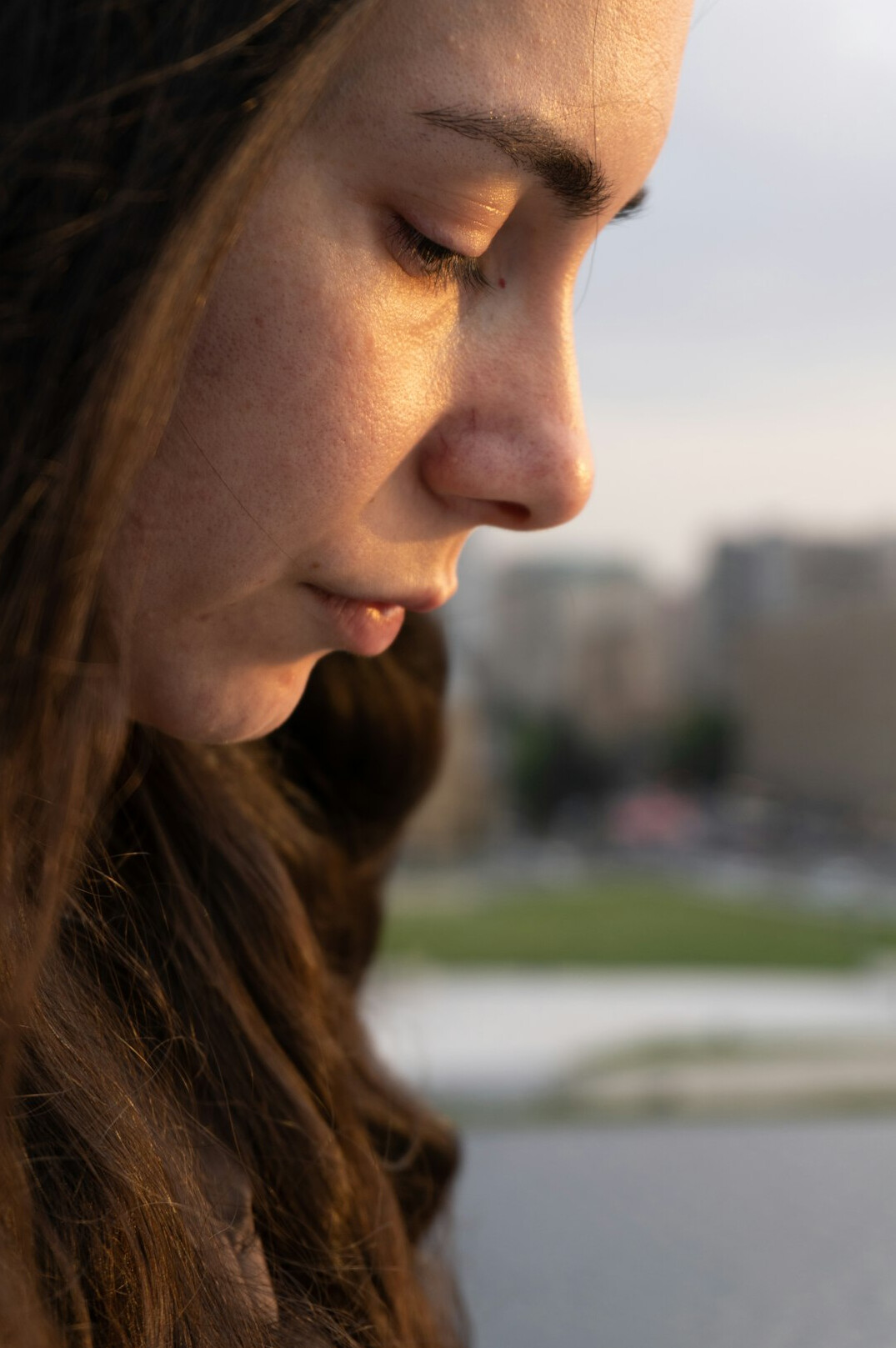Portrait of a young woman with brown hair