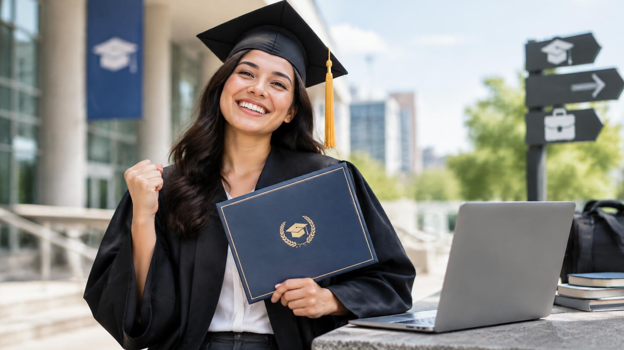 successful graduate holding certificate